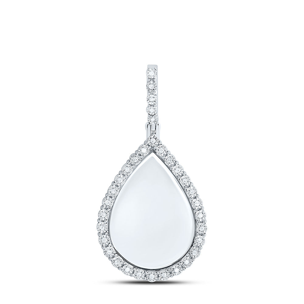 Sterling Silver 1/8 CTW-Natural Diamond Gift Pear Memory Pendant