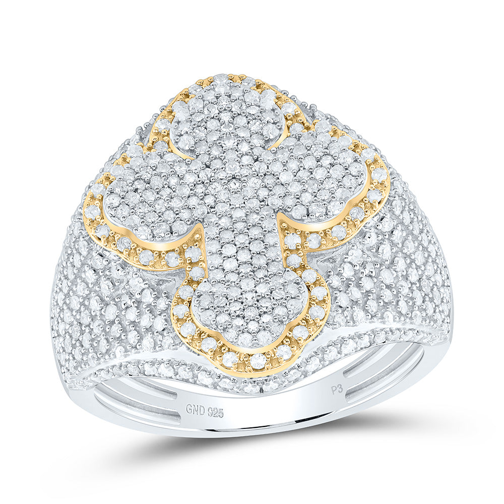 Sterling Silver 1 1/2 CTW-Natural Diamond Cross Men'S Ring