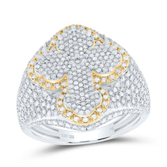 Sterling Silver 1 1/2 CTW-Natural Diamond Cross Men'S Ring