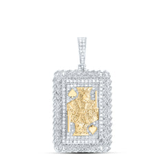 Sterling Silver 3/8 CTW-Natural Diamond Cuban King Mens Charm