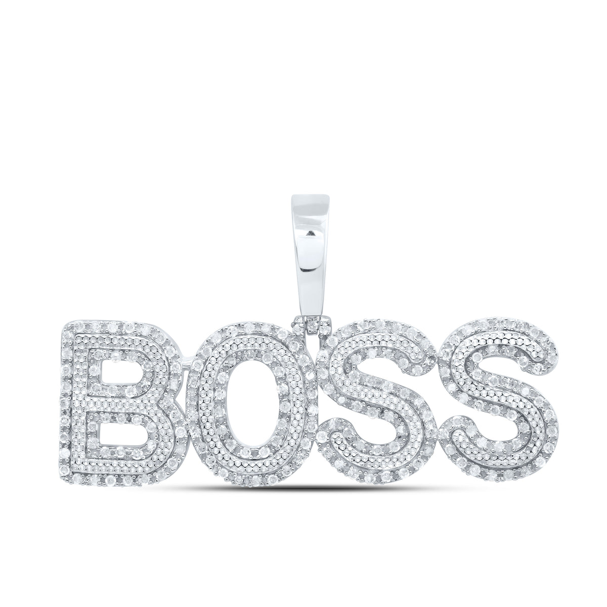 Sterling Silver 3/4 CTW-Natural Diamond "Boss" Mens Charm
