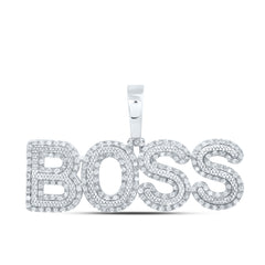Sterling Silver 3/4 CTW-Natural Diamond "Boss" Mens Charm