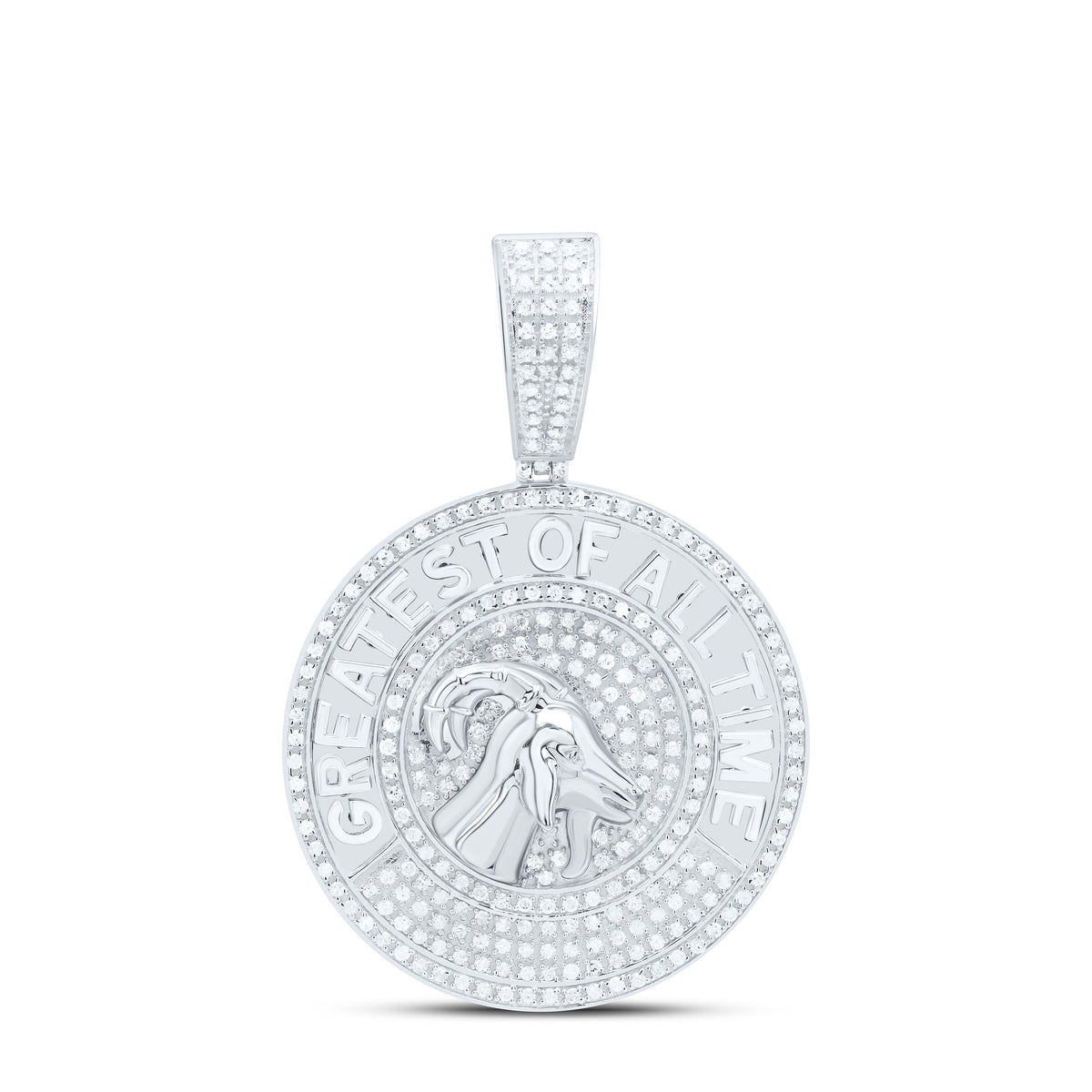 Sterling Silver 1 CTW-Natural Diamond Goat Mens Charm