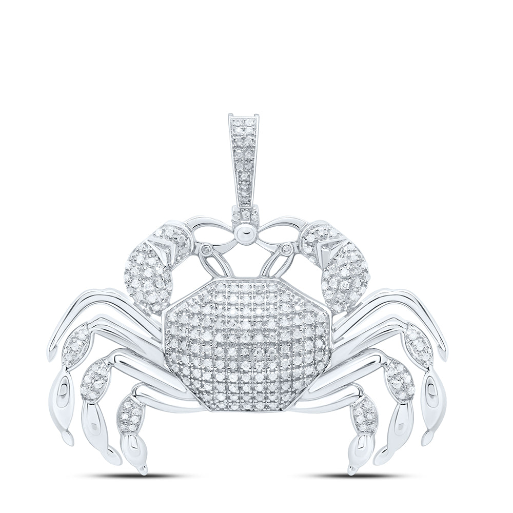 Sterling Silver 3/4 CTW-Natural Diamond Crab Mens Charm