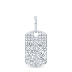 Sterling Silver 3/4 CTW-Natural Diamond Gift Cross Anchor Dog Tag Pendant