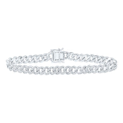 Sterling Silver 2 3/4 CTW-Natural Diamond 8MM Cuban Men'S Bracelet (8 Inch )