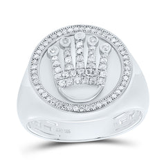 Sterling Silver 3/8 CTW-Natural Diamond Gift Crown Mens Ring