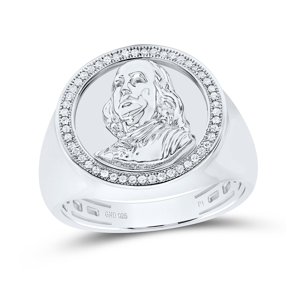 Sterling Silver 1/8 CTW-Natural Diamond Gift Mens Ring