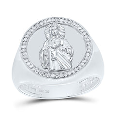 Sterling Silver 1/6 CTW-Natural Diamond Gift St. Jude Mens Ring