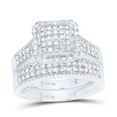Sterling Silver 5/8 CTW-Natural Diamond Gift Square Trio Set