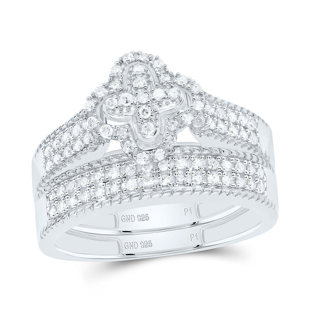 Sterling Silver 1/2 CTW-Natural Diamond Gift Clover Trio Set