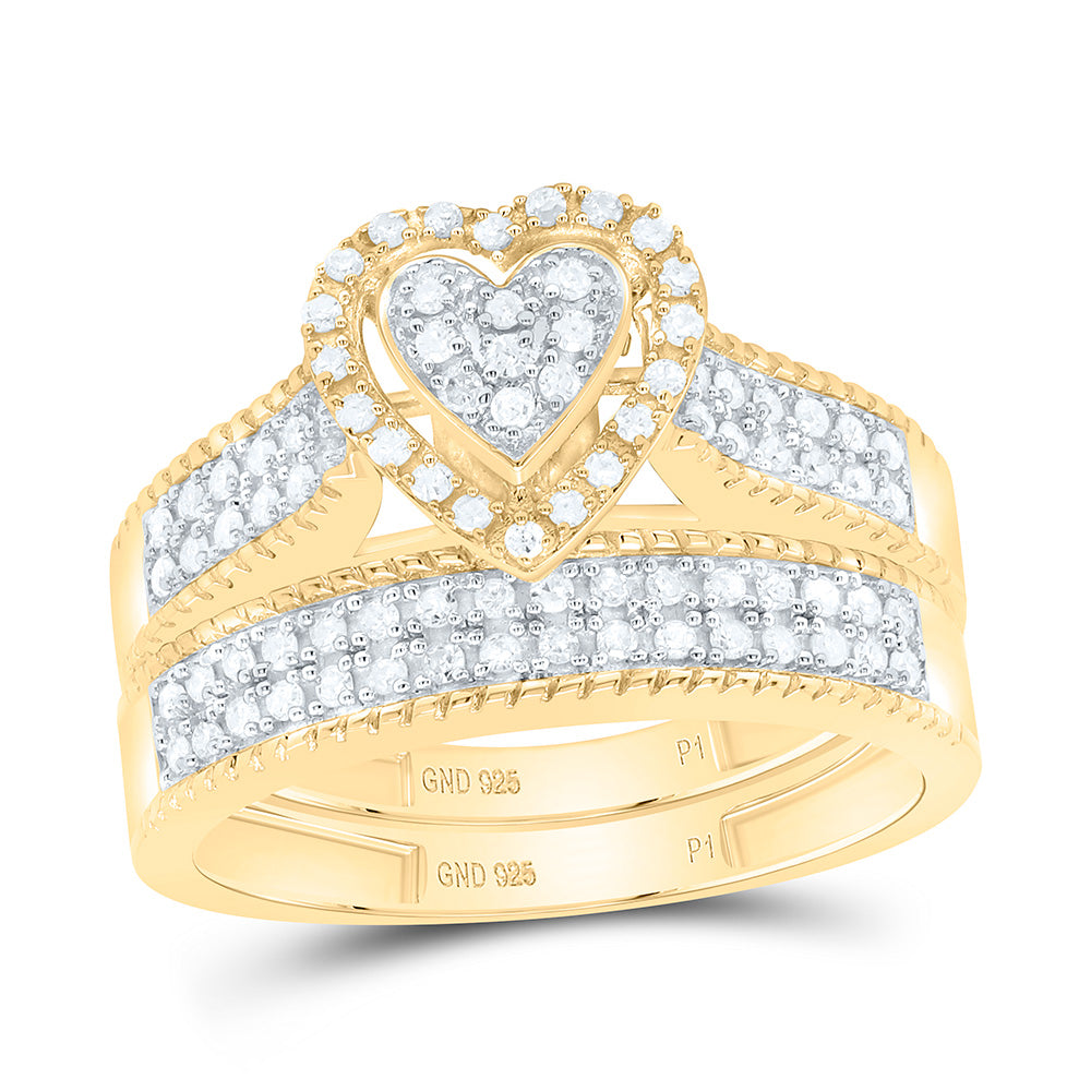 Sterling Silver 1/2 CTW-Natural Diamond Gift Heart Trio Set