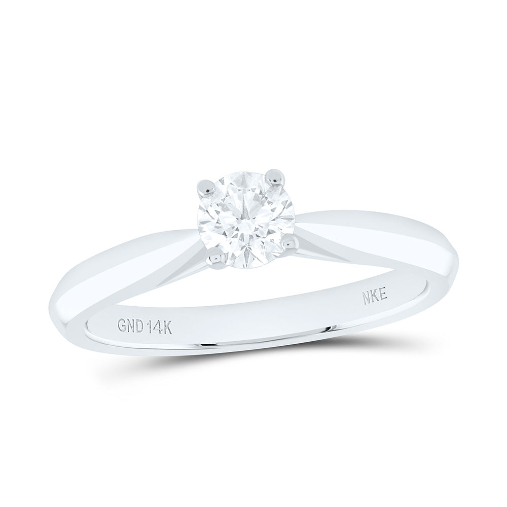 14k Gold 1/2 CTW-Natural Diamond E Round Solitaire Ring