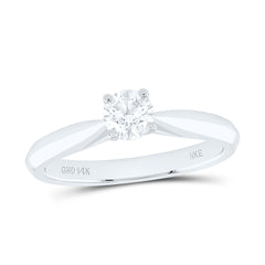 14k Gold 1/2 CTW-Natural Diamond E Round Solitaire Ring