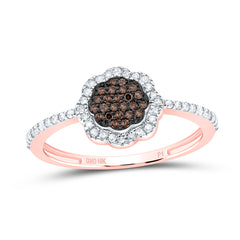 10k Gold 1/4 CTW-Natural Diamond Gift Cognac Natural Flower Ring