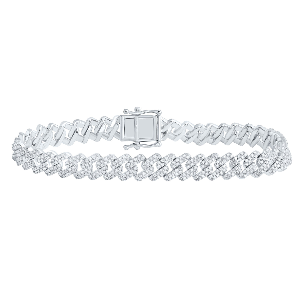 Sterling Silver 3 1/4 CTW-Natural Diamond 9MM Cuban Men'S Bracelet (8 Inch )