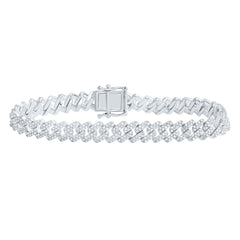 Sterling Silver 3 1/4 CTW-Natural Diamond 9MM Cuban Men'S Bracelet (8 Inch )