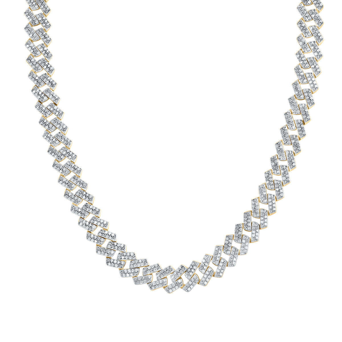 Sterling Silver 5 1/3 CTW-Natural Diamond P4 (11 MM) Cuban Chain (20 Inch )