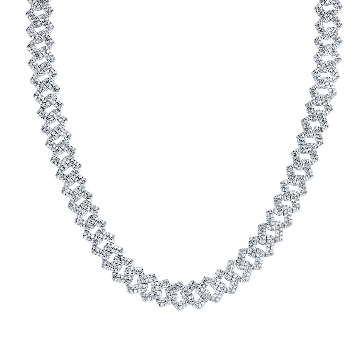 Sterling Silver 5 1/3 CTW-Natural Diamond P4 Gift (11 MM) Cuban Chain (20 Inch )