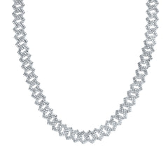 Sterling Silver 5 1/3 CTW-Natural Diamond P4 Gift (11 MM) Cuban Chain (20 Inch )