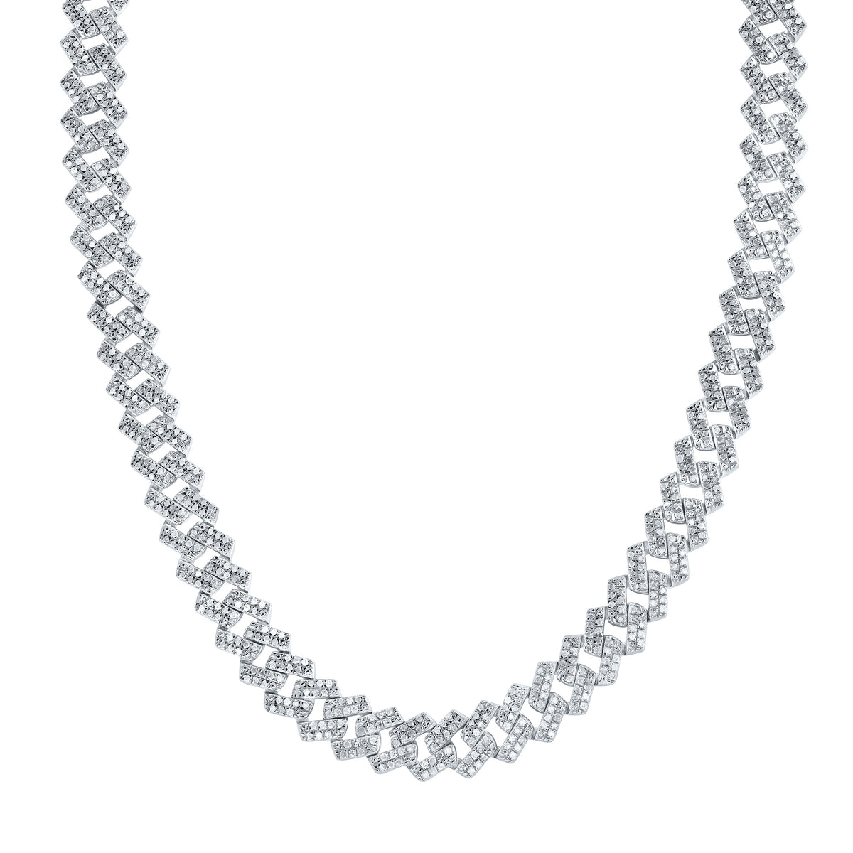 Sterling Silver 5 1/2 CTW-Natural Diamond P4 (11 MM) Cuban Chain (22 Inch )