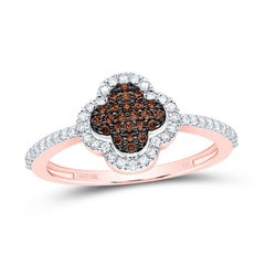 10k Gold 1/4 CTW-Natural Diamond Gift Cognac Natural Clover Ring