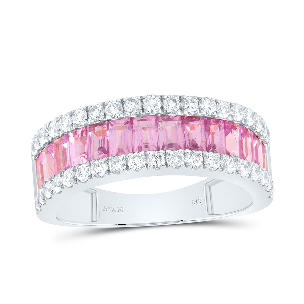 14k Gold 1/2 CTW-Natural Diamond 15/8 CTW-Bg-Pi Sapp Natural Gemstone Ladies Band
