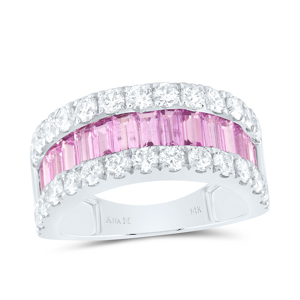 14k Gold 1 3/4 CTW-Natural Diamond 1 7/8 CTW-Bg-Pi Sapp Natural Gemstone Ladies Band
