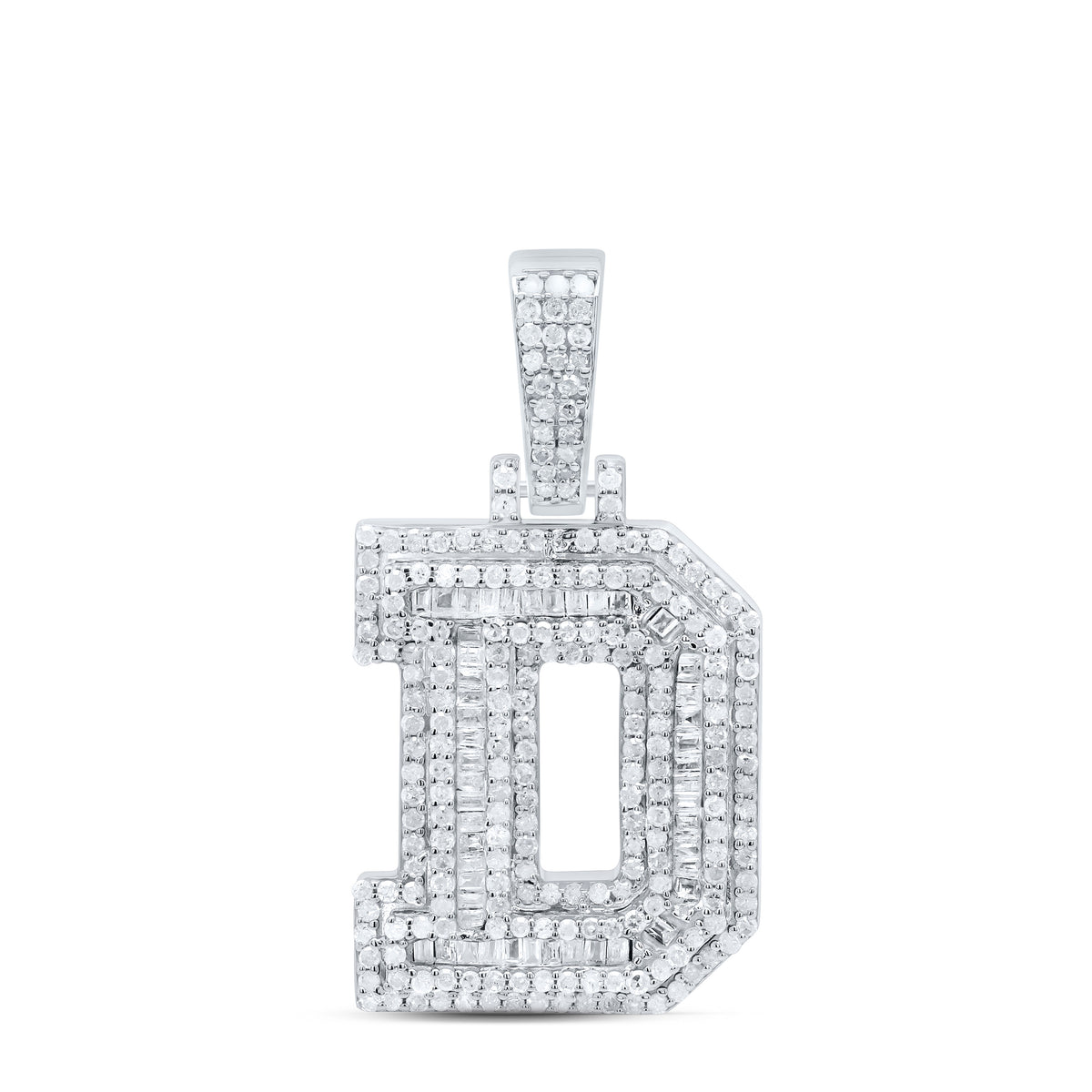 Sterling Silver 7/8 CTW-Natural Diamond Mens Initial "D" Pendant