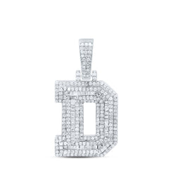 Sterling Silver 7/8 CTW-Natural Diamond Mens Initial "D" Pendant