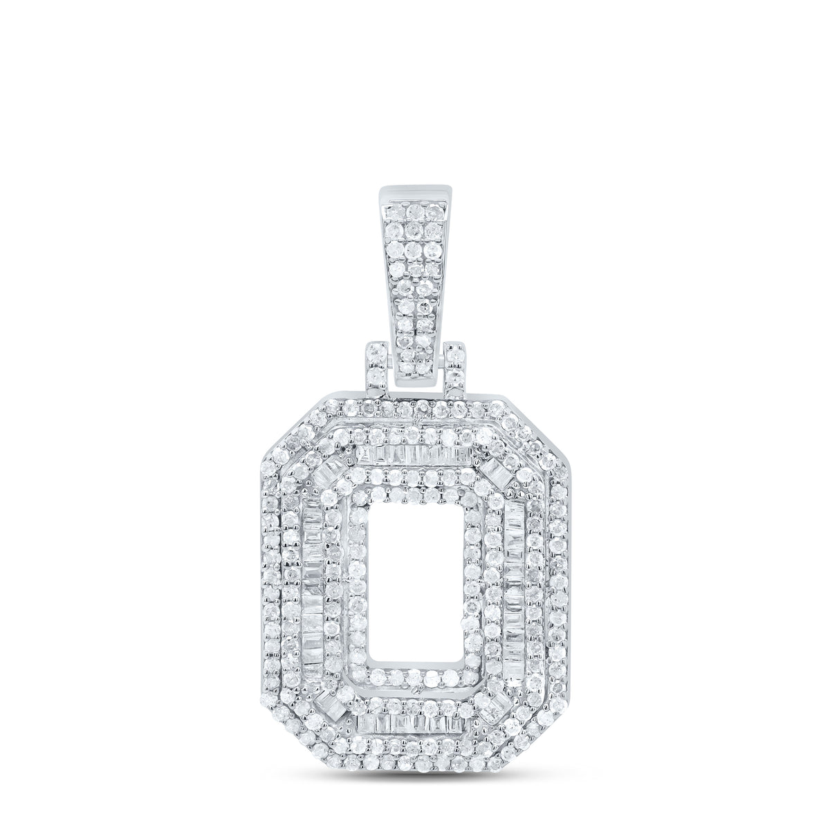 Sterling Silver 7/8 CTW-Natural Diamond Mens Initial "O" Pendant