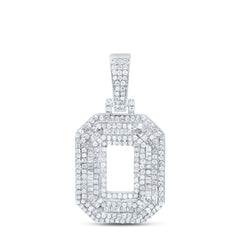 Sterling Silver 7/8 CTW-Natural Diamond Mens Initial "O" Pendant