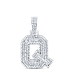 Sterling Silver 7/8 CTW-Natural Diamond Mens Initial "Q" Pendant