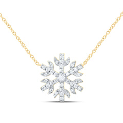 14k Gold 1/4 CTW-Natural Diamond Fashion Snowflake Necklace (17 Inch )