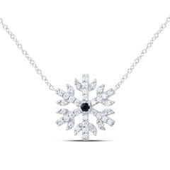 14k Gold 1/4 CTW-Natural Diamond 1.9MM Rd-Bs Natural Gemstone Snowflake Necklace (17 Inch )