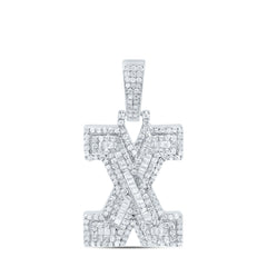 Sterling Silver 3/4 CTW-Natural Diamond Mens Initial "X" Pendant