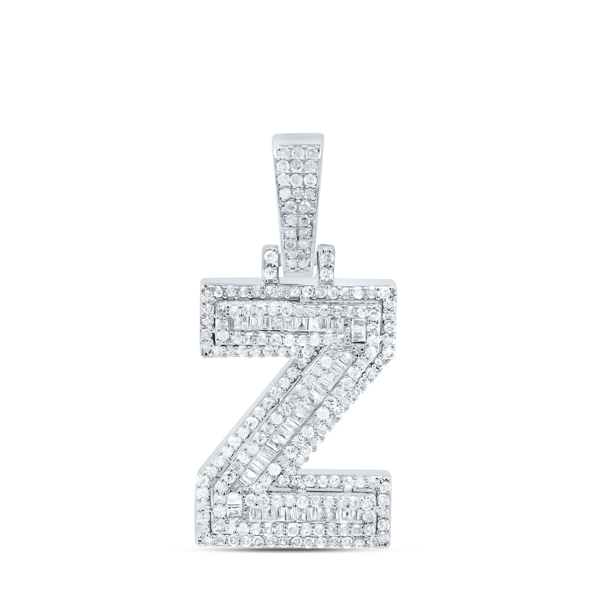 Sterling Silver 3/4 CTW-Natural Diamond Mens Initial "Z" Pendant