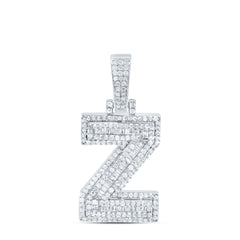 Sterling Silver 3/4 CTW-Natural Diamond Mens Initial "Z" Pendant