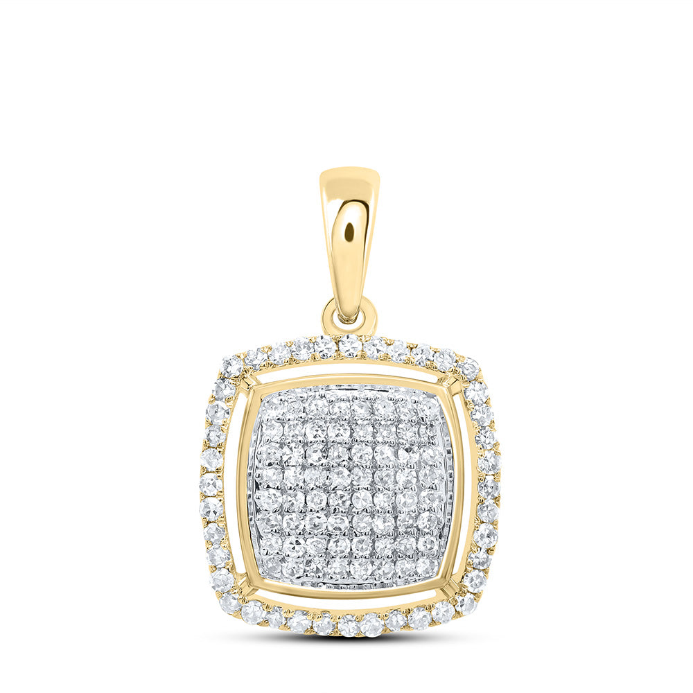 10k Gold 1/3 CTW-Natural Diamond Fashion Cushion Pendant