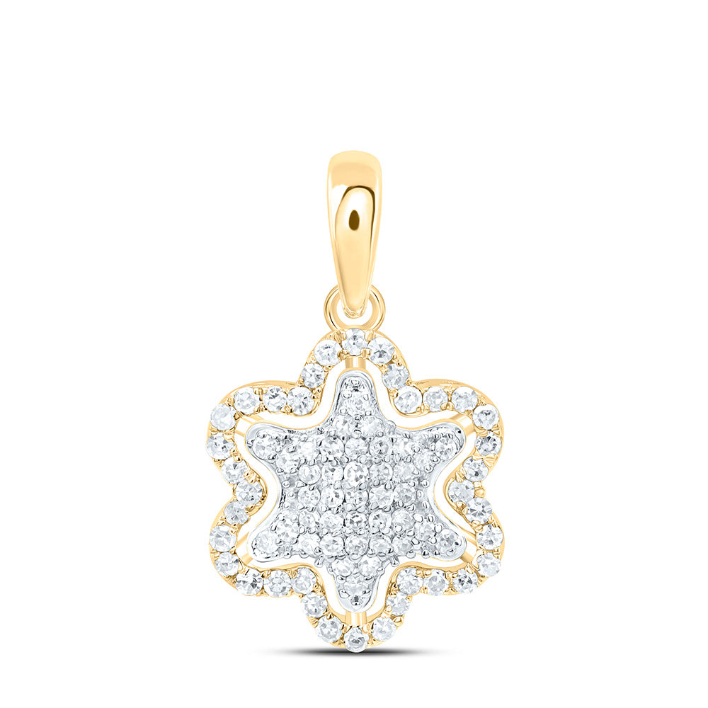 10k Gold 1/4 CTW-Natural Diamond Fashion Flower Pendant