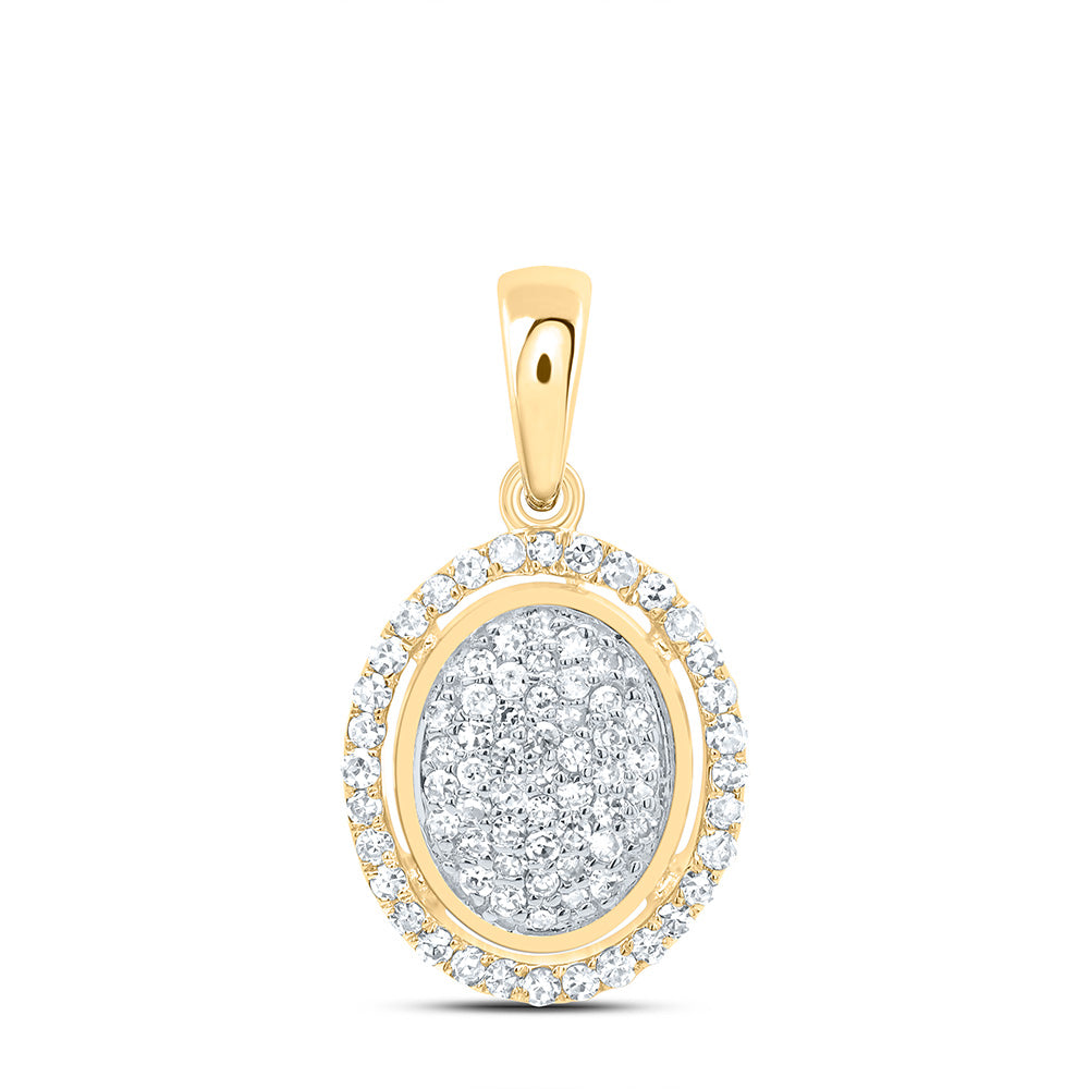 10k Gold 1/4 CTW-Natural Diamond Fashion Oval Pendant