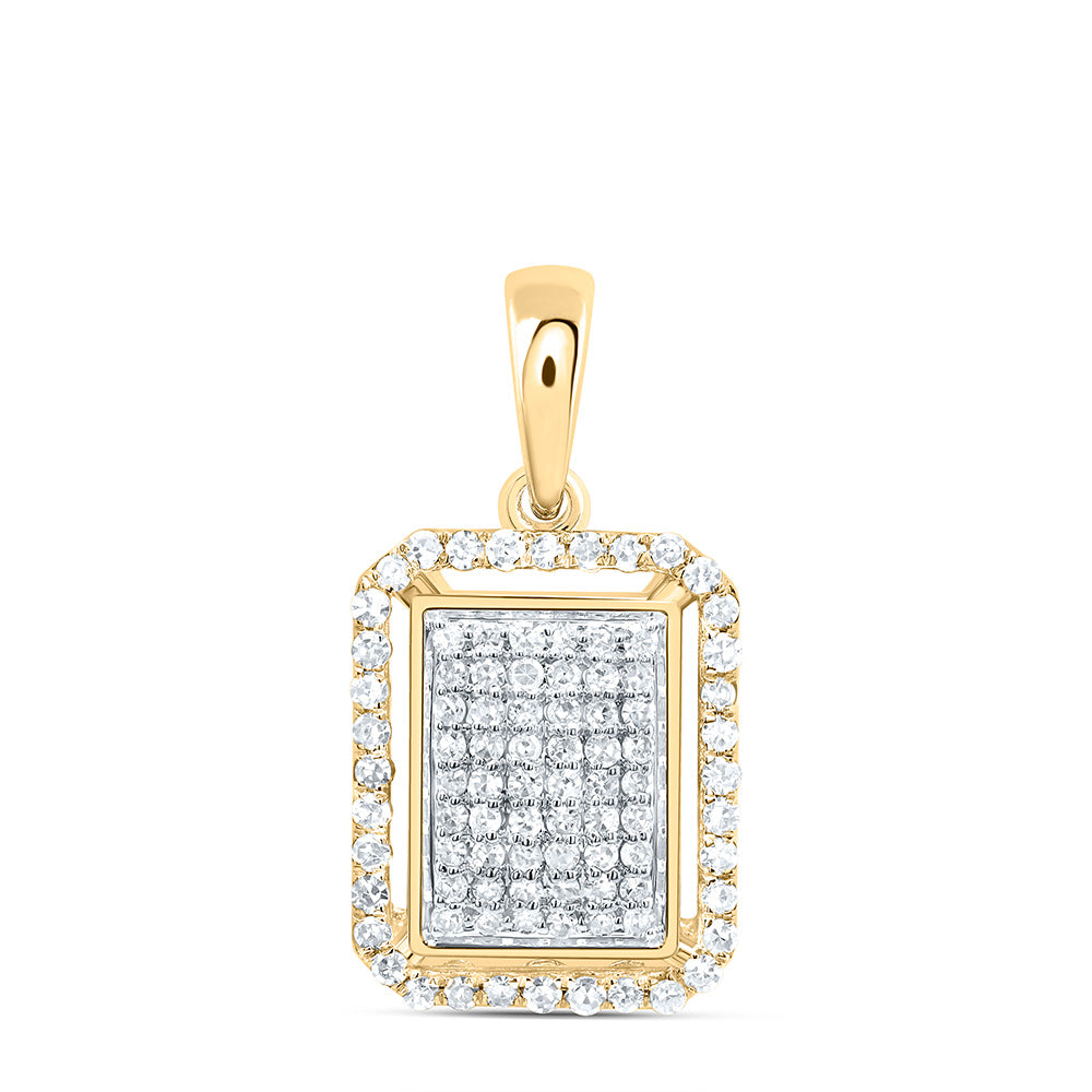10k Gold 1/3 CTW-Natural Diamond Fashion Emerald Pendant