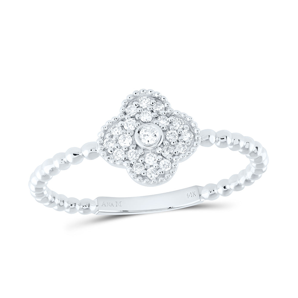 14k Gold 1/8 CTW-Natural Diamond Fashion Clover Ring