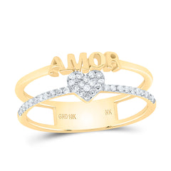 10k Gold 1/6 CTW-Natural Diamond Gift "Amor" Heart Ring