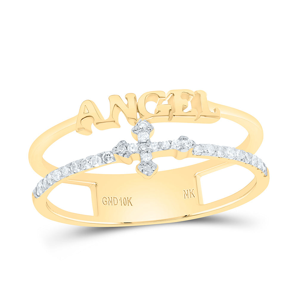 10k Gold 1/10 CTW-Natural Diamond Gift "Angel" Cross Ring