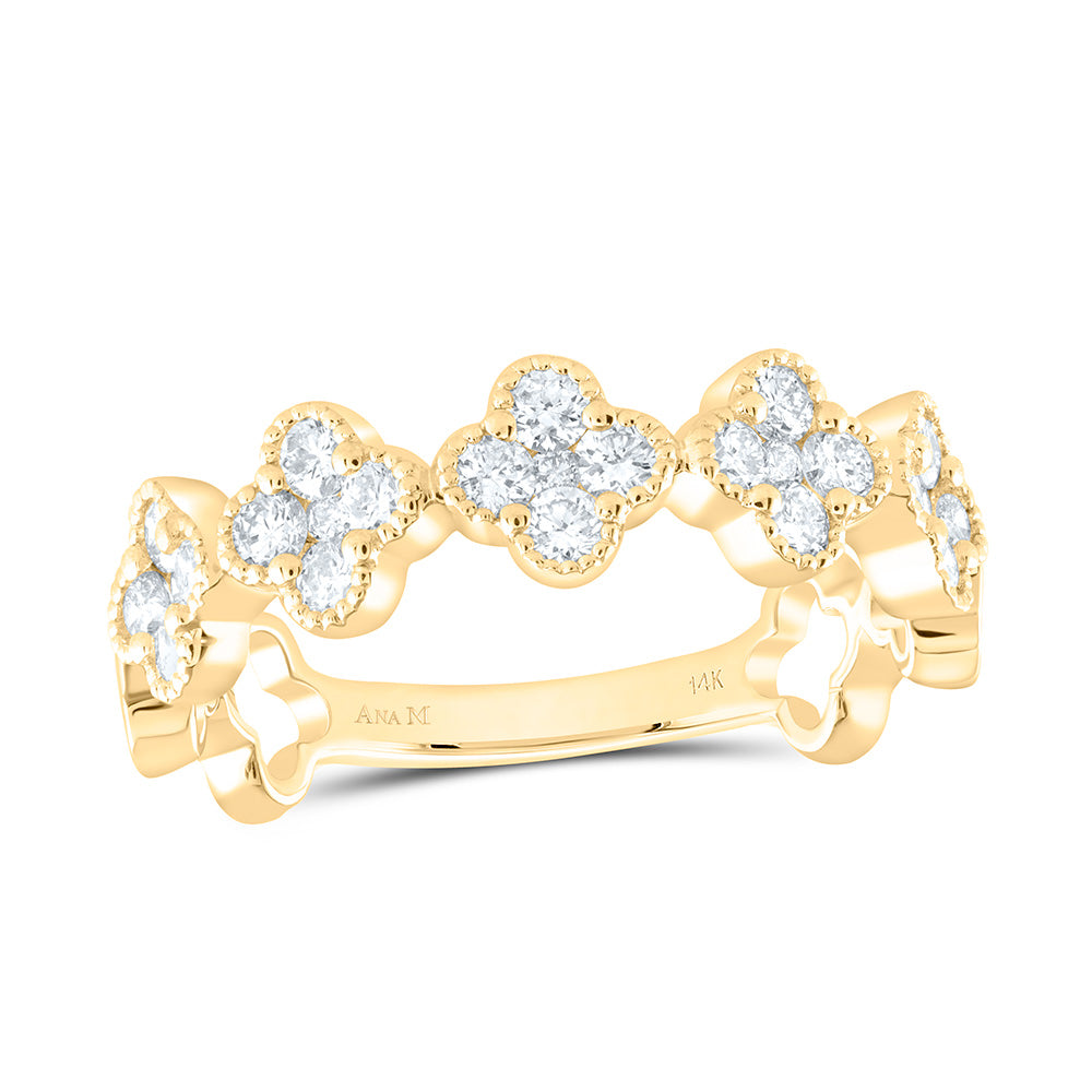14k Gold 3/4 CTW-Natural Diamond Fashion Clover Ring