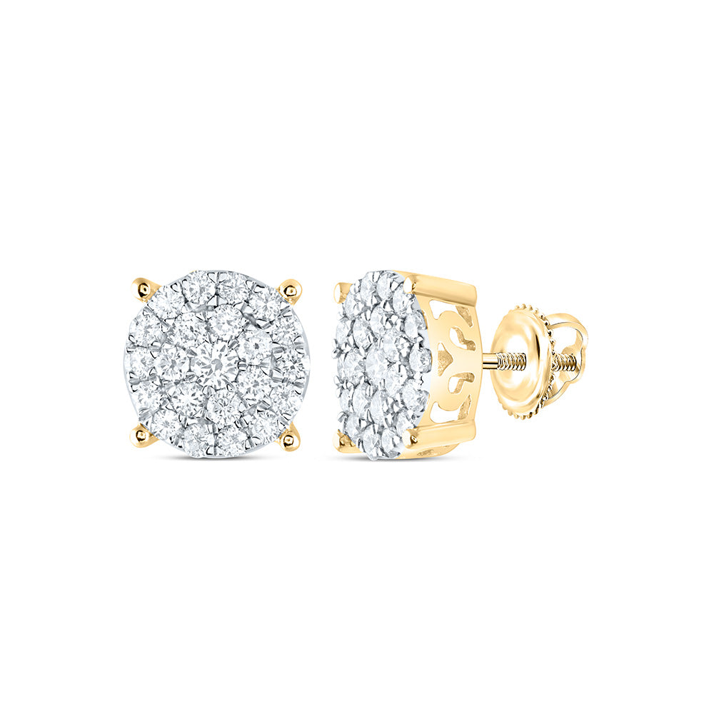 10k Gold 1 1/2 CTW-Natural Diamond Gift Round Earring