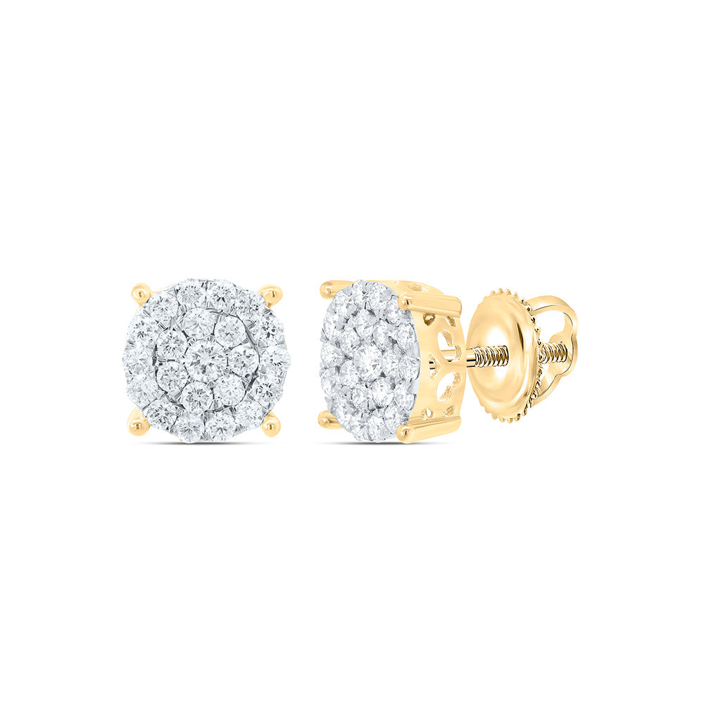 10k Gold 3/4 CTW-Natural Diamond Gift Round Earring