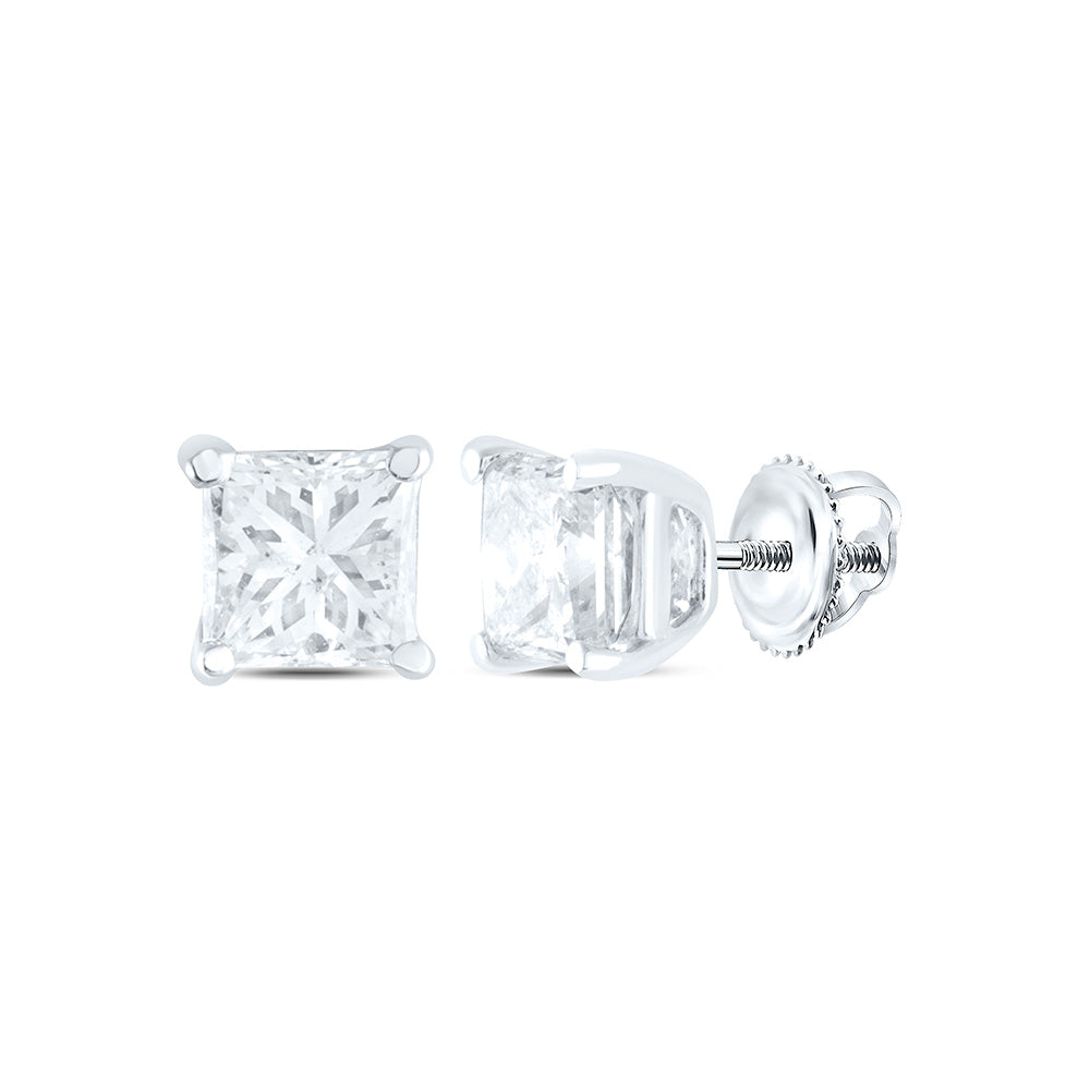 14k Gold 1/4 CTW-Natural Diamond I1 Ij Princess Solitaire Stud Earring