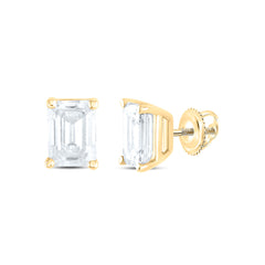 14k Gold 1/5 CTW-Natural Diamond I1 Ij Emerald Solitaire Stud Earring